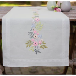 Vervaco Flowers and Leaves Runner Embroidery Kit