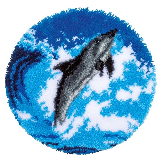 Image 1 of Vervaco Dolphin Latch Hook Rug Latch Hook Rug Kit