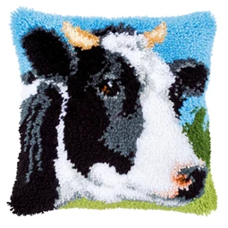 Cow Latch Hook Cushion