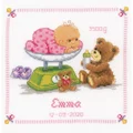 Image of Vervaco Baby and Bear Sampler Birth Sampler Cross Stitch Kit