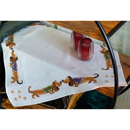 Vervaco Dachshunds Tablecloth Cross Stitch Kit