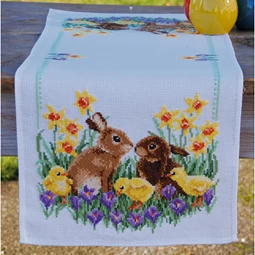 Vervaco Rabbits with Chicks Runner Cross Stitch Kit