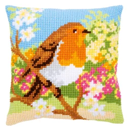 Vervaco Robin in the Garden Cushion Cross Stitch Kit