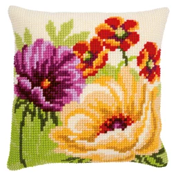 Vervaco Summer Flowers Cushion Cross Stitch Kit