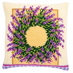 Vervaco Lavender Wreath Cushion Cross Stitch Kit
