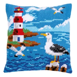 Vervaco Lighthouse and Seagulls Cushion Cross Stitch Kit