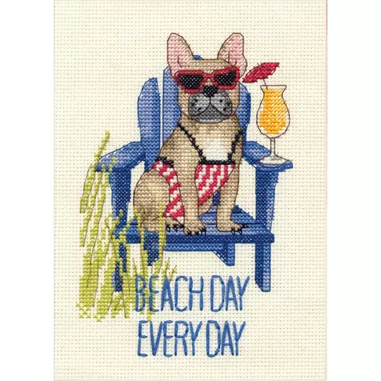 Image 1 of Dimensions Beach Day Dog Cross Stitch Kit