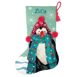 Dimensions Fuzzy Penguin Stocking Tapestry Kit