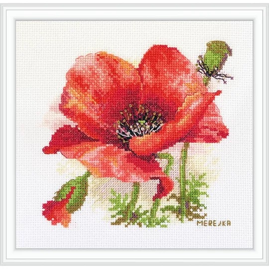 Image 1 of Merejka Red Poppy Cross Stitch Kit