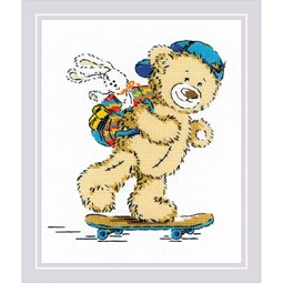 RIOLIS Teddy Bear Holiday Cross Stitch Kit