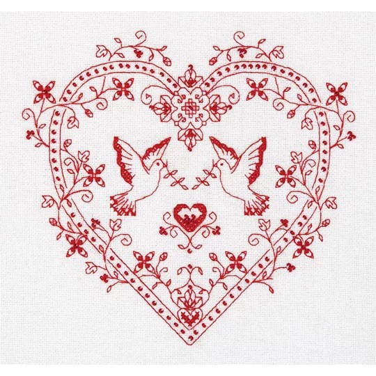 Image 1 of Panna Heart with Doves Wedding Sampler Cross Stitch Kit