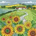 Image of Heritage Sunflower Landscape - Aida Cross Stitch Kit