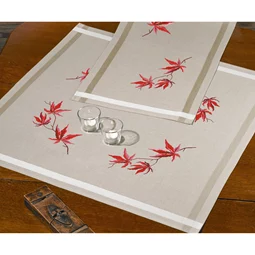 Permin Red Leaves Tablecloth Embroidery Kit