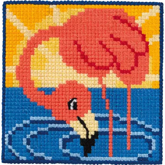 Image 1 of Permin Flamingo Cross Stitch Kit