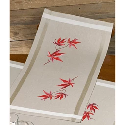 Permin Red Leaves Runner Embroidery Kit