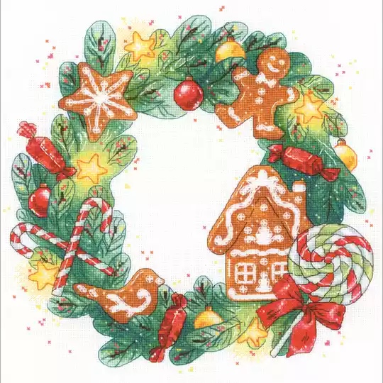 Image 1 of RIOLIS Gingerbread Wreath Christmas Cross Stitch Kit