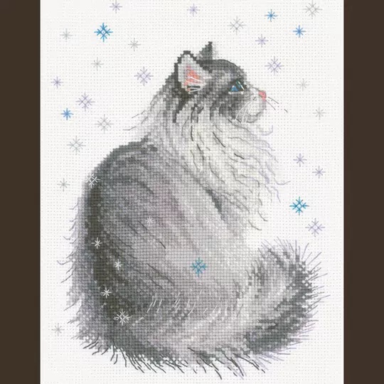 Image 1 of RIOLIS Snowy Meow Cross Stitch Kit