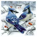Image of RIOLIS Blue Jays Christmas Cross Stitch Kit