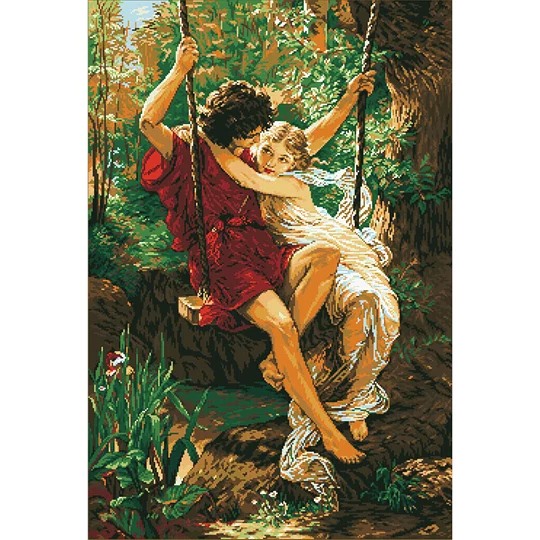 Image 1 of Needleart World Lovers on a Swing No Count Cross Stitch Kit