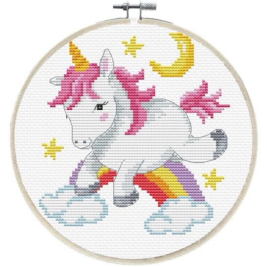 Image 1 of Needleart World Unicorn Frolic No Count Cross Stitch Kit