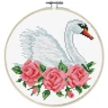 Image of Needleart World Rose Swan No Count Cross Stitch Kit