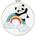 Image of Needleart World Rainbow Panda No Count Cross Stitch Kit