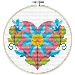 Needleart World Floral Heart No Count Cross Stitch Kit