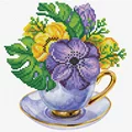 Image of Needleart World Mauve Cup No Count Cross Stitch Kit