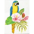 Image of Needleart World Hibiscus Macaw No Count Cross Stitch Kit