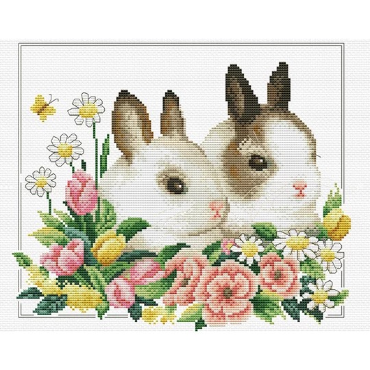 Image 1 of Needleart World Spring Bunnies No Count Cross Stitch Kit