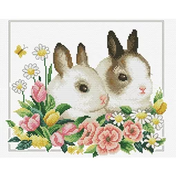 Needleart World Spring Bunnies No Count Cross Stitch Kit