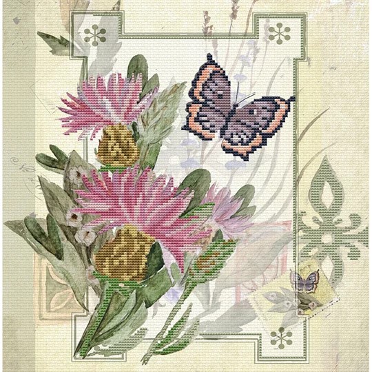 Needleart World Thistle Bouquet No Count Cross Stitch Kit Stitcher