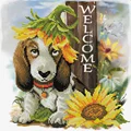 Image of Needleart World Sunflower Hound No Count Cross Stitch Kit