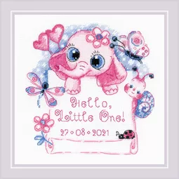 RIOLIS Hello Little One - Girl Birth Sampler Cross Stitch Kit