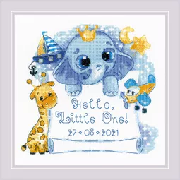 RIOLIS Hello Little One - Boy Birth Sampler Cross Stitch Kit