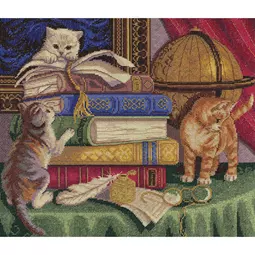 Panna Kittens with Books Cross Stitch