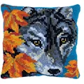Image of Needleart World Autumn Wolf No Count Cross Stitch Kit
