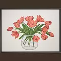 Image of Permin Tulips - Linen Cross Stitch Kit
