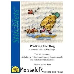 Image 1 of Mouseloft Walking the Dog Cross Stitch Kit