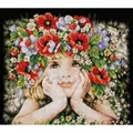 Image of Lanarte Girl with Flowers Cross Stitch Kit