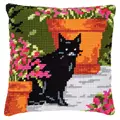 Image of Vervaco Cat and Flowerpots Cushion Cross Stitch Kit