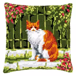 Vervaco Cat in Garden Cushion Cross Stitch Kit