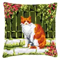 Image of Vervaco Cat in Garden Cushion Cross Stitch Kit