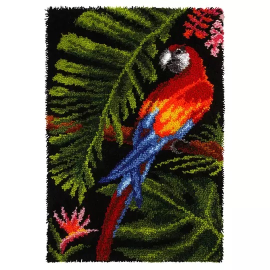 Image 1 of Orchidea Tropical Parrot Rug Latch Hook Rug Kit
