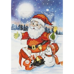 Orchidea Father Christmas Christmas Card Making Cross Stitch Kit