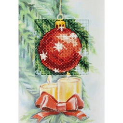Orchidea Red Bauble Christmas Card Making Christmas Cross Stitch Kit