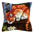 Image of Orchidea Curious Cat Cushion Cross Stitch Kit