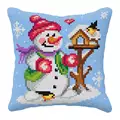 Image of Orchidea Snowman and Birds Cushion Christmas Cross Stitch Kit