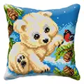 Image of Orchidea Polar Bear Cub Cushion Christmas Cross Stitch Kit
