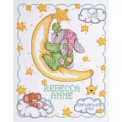 Image 1 of Janlynn Crescent Moon Birth Ann. Cross Stitch Kit